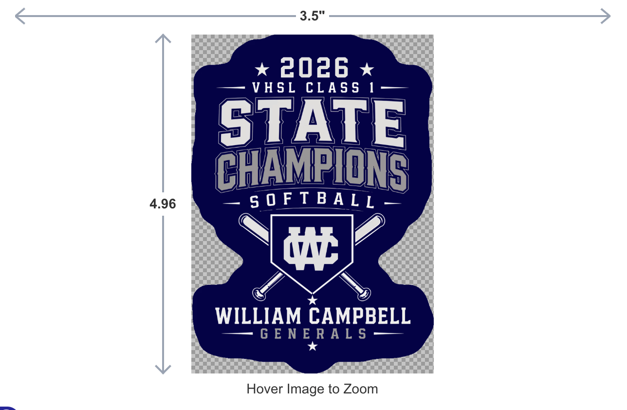 WC- State Champs- WINDOW DECAL