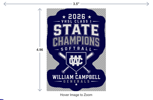 WC- State Champs- WINDOW DECAL